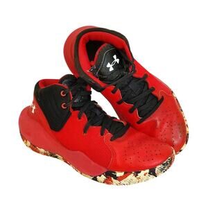 Under Armour Boys Red & Black Athletic Sneakers - Size 5Y